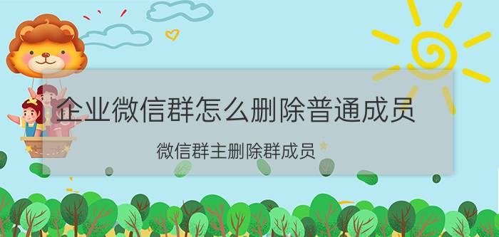 企业微信群怎么删除普通成员 微信群主删除群成员？